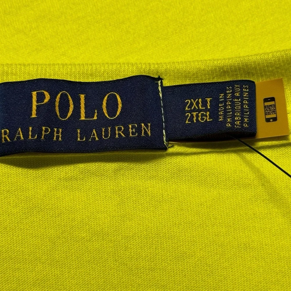 Polo Ralph Lauren Expedition Long Sleeve Graphic T Shirt Neon Yellow 2XLT NWT